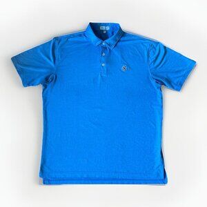Peter Millar Summer Comfort Golf Polo Shirt Men's Size Large Blue UK & Scottish
